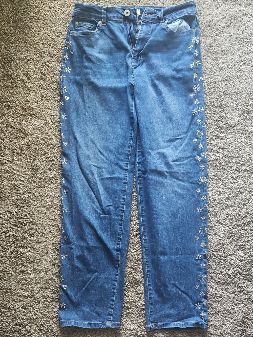 Blue Side Rhinestone Women's Jeans